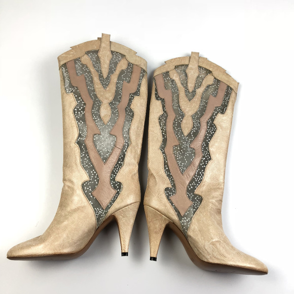 Vintage 80's Sacha London Pink Mesh Heel Boots - Picture 4 of 8